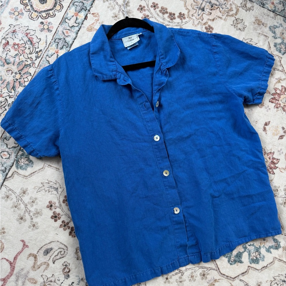 Vintage Hot Cotton by Marc Ware 52% Linen & 48% Cotton Blend Button Down Shirt